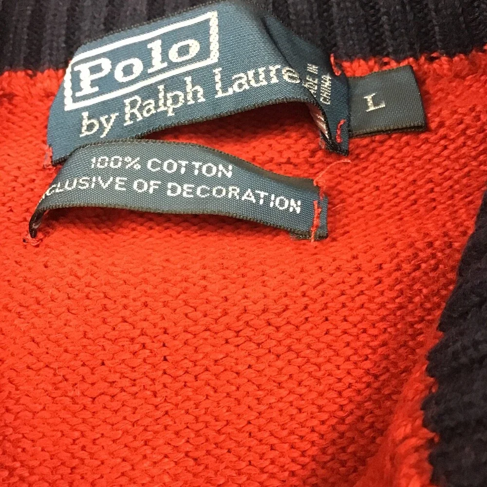 Polo Ralph Lauren Sweater Men Large Red 1/4 Zip Pullover Knit Pony Embroidery L
